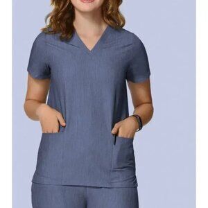 Mandala Women's 6 Pocket Top Heather Denim Size S